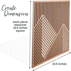 Hiện đại Gỗ trừu tượng dòng tấm thiết lập của 2 23.5x23.5 inch tối giản núi tường nghệ thuật cho phòng khách trang trí nội thất dễ dàng treo - Product Image 4