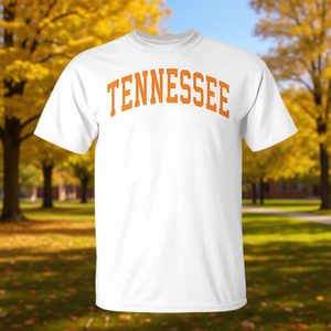 T-Shirt Vintage Retrò Arancione e Bianca Tennessee con Design Promozionale del Logo TN - Product Image 3