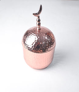 Bol rond polonais brillant martelé en laiton nickelé chromé argenté avec base en bois et métal Designer servant un look classique - Product Image 3