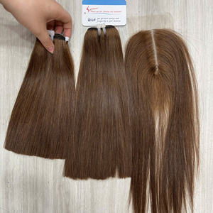 ผมมนุษย์ทอแบบผูกผมสีน้ำตาล SDD ช่อผมตรงแบบปิดผมชาวเวียดนาม - Product Image 3