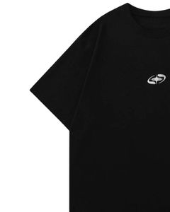 Camiseta Personalizada para Hombre, Negra, con Logotipo Minimalista, Talla Grande, Estilo Casual Urbano, Algodón, Manga Corta, Verano, Corte Holgado, Lisa, Moderna - Product Image 3