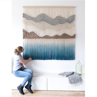 Décoration murale en macramé tissé bohème, 100% coton, tissu classique, fait main, décoration nordique pour la maison, design traditionnel, rideaux vintage avec pompons