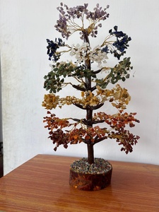 Rais Agate Crystals Seven <b>Chakra</b> Crystal <b>Tree</b> Home Decor Good Luck Multicolor Golden Wire Energy Gujarat - Product Image 4