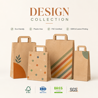 Bolsa de Papel con Asa Plana, Venta al por Mayor, Reciclable, Kraft, para Compras, con Logotipo Personalizado, para Cadenas de Panaderías, Restaurantes, Suministros de Empaque