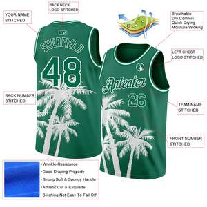 SIBRIN, camisetas de baloncesto bordadas sublimadas con palmeras de alta calidad, jersey de malla de poliéster de punto acanalado con cuello personalizado hecho en fábrica - Product Image 2