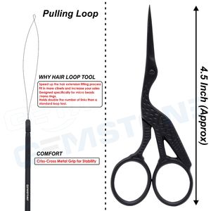 Kit de Herramientas para Instalación de Extensiones de Cabello, Acero Inoxidable, Anillos Micro, Alicates, Enhebrador de Lazos, Pinzas de Sección, Tijeras, Duraderas - Product Image 5