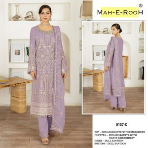 EID Special Heavy Fox Georgette Pakistanais Costume Semi-Cousu Nouveau Palazzo Avec Broderie Séquence Travail pour Indien Pakistanais - Product Image 6