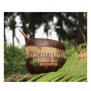 ถ้วยมะพร้าวขัดเงาธรรมชาติพร้อมฝาและช้อน-ชามใช้แล้วทิ้งทำมือเป็นมิตรกับสิ่งแวดล้อมสำหรับใช้ในงานเลี้ยงชา ครีม โยเกิร์ต - Product Image 3