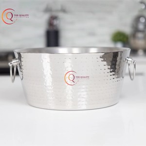 Cubo de hielo de Metal plateado de alta calidad con asas, Enfriador de cerveza de vino y decoración de fiesta, elegante para suministros de refrigeración de champán - Product Image 1