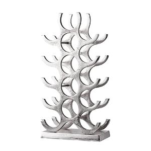 Aluminum Large Size <b>Wine</b> Bottle <b>Rack</b> Stand Silver Rough Finished Handmade Wedding Decorative Stand for Champagne - Product Image 2