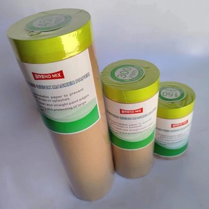 Rouleau de papier de masquage pré-adhésif Film PE + Ruban Kraft Largeur 150-450mm Protection contre l'humidité pour la peinture automobile pour ateliers de carrosserie - Product Image 4