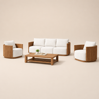 Conjunto de Sofás de Jardín de Madera Modernos para Exteriores, Muebles de Teca Sólida para Proyectos de Hoteles, Resorts y Villas