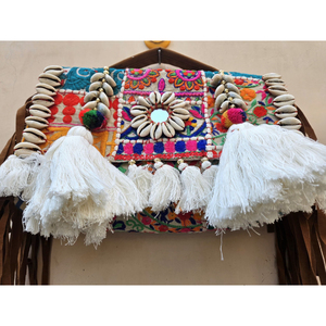 Diseñador exclusivo Banjara Vintage bolsos y embragues espejo trabajo monederos con bordado a mano Patchwork mujer bolso de cuero - Product Image 3