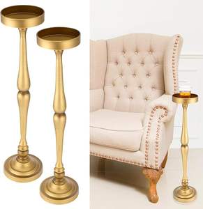 Juego de 2 Mesas Consola Redondas de Hierro para Espacios Pequeños, Diseño Moderno para Sala de Estar y Dormitorio - Product Image 1