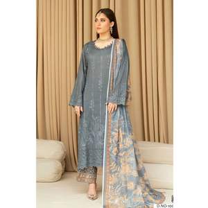 Colección de Telas Modernas para Kurta con Estampado Festivo, con Dupatta de Mal Mal Pesado y Algodón Lawn de Secado Rápido - Product Image 4