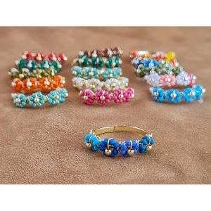 Gold Plated Bohemian Style Cluster <b>Rings</b> Pave Setting Lab Created Stones Alloy Main Material for Gift - Product Image 1