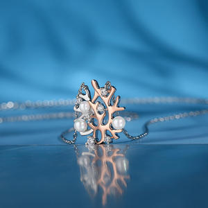 Collier en argent sterling avec perle de culture Jeulia, design récif corallien - Product Image 6