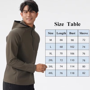 Sudadera con capucha y cremallera 1/4 para hombre de talla de felpa, ropa deportiva de poliéster ligera de secado rápido, chaqueta para correr de manga larga a prueba de viento - Product Image 2