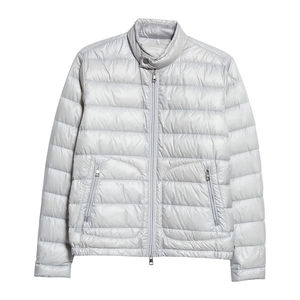 Men's <b>Light</b> Gray Stand Collar Puffer <b>Jacket</b> Zipper Closure <b>Waterproof</b> Windproof Casual Winter Outerwear Slim Fit Long Camouflage - Product Image 3