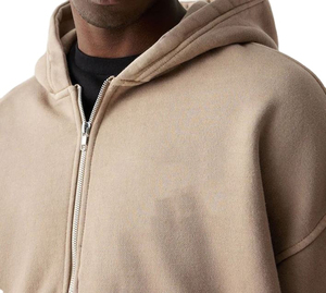 Vente en gros Sweat à capuche court surdimensionné unisexe Sweat à capuche blanc épais en polaire coupe carrée avec fermeture éclair 2026 - Product Image 5