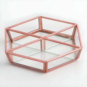 Organizador de joyas pequeño de lujo moderno, bandeja de baratija de cristal con marco de Metal con almacenamiento de anillo para accesorios de maquillaje - Product Image 5