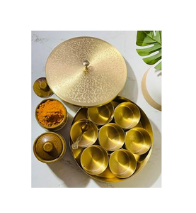 Brass <b>Spices</b> <b>Boxes</b> Round Best Quality Metal <b>Spice</b> Box Seven Compartments Masala Box Wholesale Supplier - Product Image 5