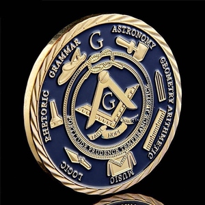 Master Mason Blue Lodge Coin - 14K Gold Plated A Brotherhood of Man Under the Fatherhood of God Custom Challenge Coins OEM - Product Image 5
