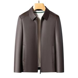 Chaqueta de Cuero de Cabra Impermeable de Talla Grande para Hombre, Estilo Casual, con Solapa de Piel de Oveja, de Alta Gama, Primavera-Otoño 2026 - Product Image 1