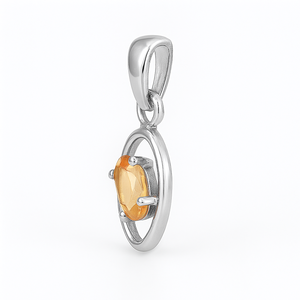 Collier en pierre précieuse jaune citrine, pendentif ovale en argent sterling 925, plaqué rhodium, minimaliste, bijoux Rhaya, pierre de naissance de novembre - Product Image 4