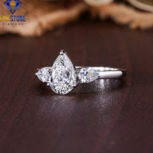 1.90 TDW แหวนเพชรลูกแพร์18K แหวนหินสามสีขาวทอง cvd/hpht เครื่องประดับหินในห้องปฏิบัติการ - Product Image 2