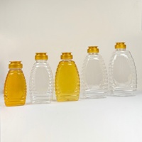 Bouteille en plastique PET transparente de 250g, 500g, 1000g pour miel, sauce, sirop, avec bouchon bec verseur