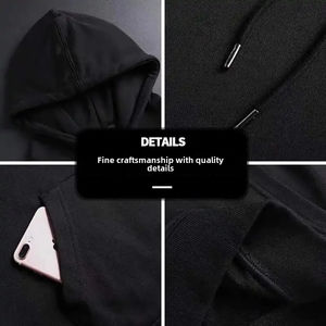 Épaissie polaire couleur Pure à capuche Cardigan ensemble hommes automne hiver décontracté chaud sport fermeture éclair haut et bas deux pièces costume - Product Image 5