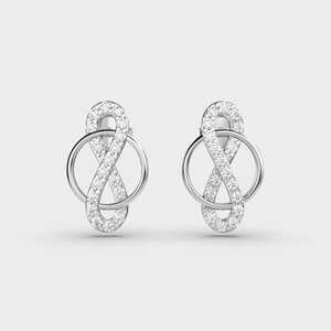 Solid 925 Sterling <b>Silver</b> Diamond <b>Infinity</b> Stud <b>Earrings</b> Women | IGI Certified Luxury Floral Design | OEM/ODM Jewelry Party Gift - Product Image 1