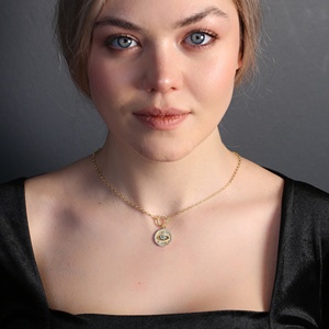Médaillon Oeil Turc Pendentif Charme Collier En Gros Fabriqué À La Main 925 Bijoux En Argent Sterling - Product Image 4