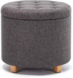 Nouveau tabouret de style Nouveau pouf enduit noir pour décoration de chevet au sol Tabouret pouf en métal avec rembourrage de pouf gris en gros - Product Image 2
