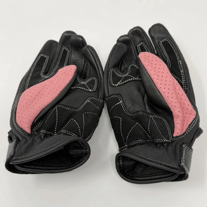 Women's Motorbike Riding Leather Gloves Black and Pink Motorcycle Auto Racing Wear Leather Gloves For Men - Product Image 2