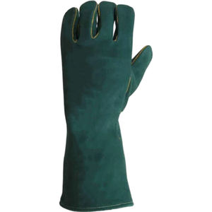 Gants de soudage doublés verts Gants de soudage de meilleure qualité Gants de travail pour hommes en cuir de vache fendu Prix de gros - Product Image 2