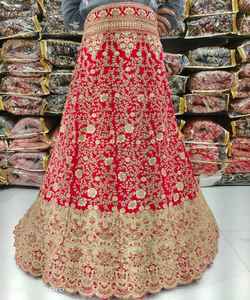 Precio al por mayor de moda rayón algodón bordado secuencia trabajo Lehenga Choli Dupatta indio pakistaní étnico prendas de vestir fiestas - Product Image 2