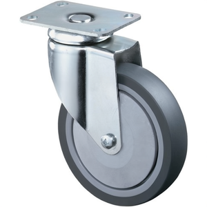 Ruedas Giratorias para Muebles BS con Rueda de Goma Gris de 100 mm, Capacidad de Carga de 80 kg, Incluye Placa de Montaje - Product Image 3