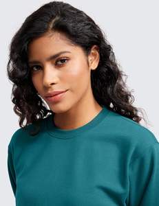 100% algodón pesado de alta calidad personalizado en blanco mujeres crop top sudaderas invierno moda crop top sudadera para mujer - Product Image 2