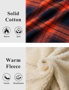 Chaqueta de franela para hombre de alta calidad, gruesa, forrada con forro polar sherpa, a cuadros, abrigada, con botones y capucha para el invierno. - Product Image 2