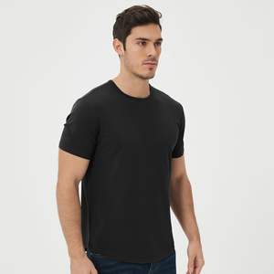 Camiseta de Manga Corta para Hombre, Deportiva, Informal, de Secado Rápido, Transpirable, 100% Algodón, Ajustada, para Correr, Color Negro - Product Image 2