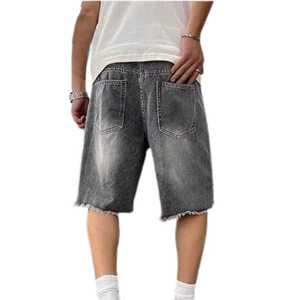 <b>Lightweight</b> Distressed Windproof Streetwear Denim <b>Shorts</b> for <b>Men</b> Custom Logo Design Acid Wash 100% Cotton Casual - Product Image 2