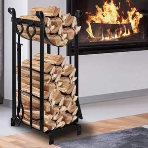 Heavy Gauge Black Iron Log Holder for Outdoor Use with Raised Base to Protect <b>Firewood</b> From Damp Ground Surfaces - Product Image 5