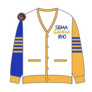 Sigma Gamma Rho Soror Embroidery Women Acrylic Cardigans | SGRho Sorority Embroidered Ladies Custom Style Cardigan <b>Sweater</b> - Product Image 3