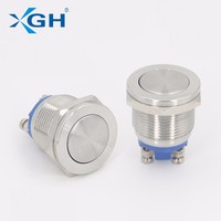 Interrupteur à bouton-poussoir métallique YD 22 mm, momentané, à verrouillage, 1NO1NC, 5A, 250V, IP67, étanche, plat, rond, LED rouge, vert, bleu, acier inoxydable