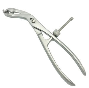 Pinces à os auto-fixantes en gros, 19 cm, mâchoire dentelée inclinée avec verrouillage, acier inoxydable, instrument chirurgical orthopédique - Product Image 1