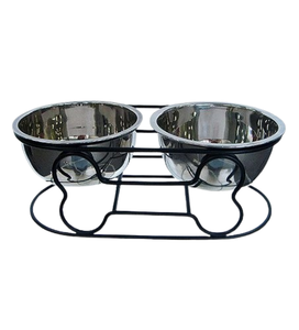 Cuencos y comederos decorativos para mascotas, perros y otros animales de compañía, alimentación de alimentos, estampado de pata, cuenco redondo de acero inoxidable, soporte de hierro - Product Image 4