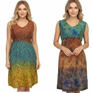 Élégant Boho Vintage femmes coton haute qualité impression numérique dentelle fermeture éclair à la mode à la mode été parole longueur bouton - Product Image 1