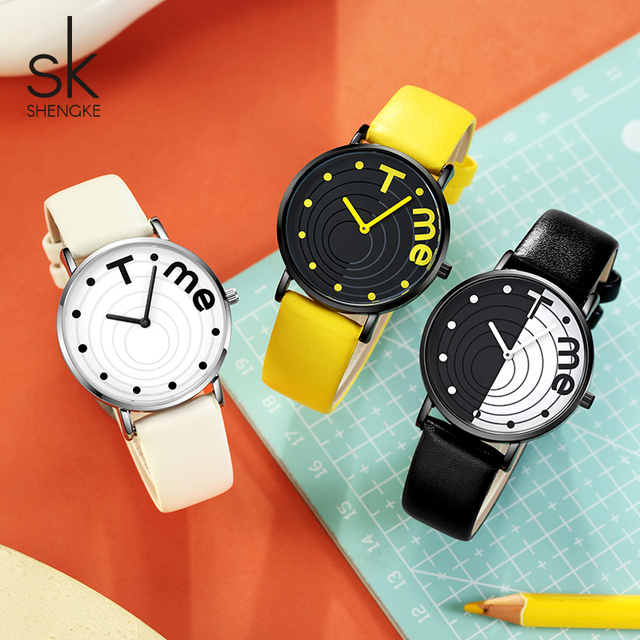 Trendy Women's Quartz Watch with Japan Movement Alloy Case PU Leather Strap Black & White Dial Design